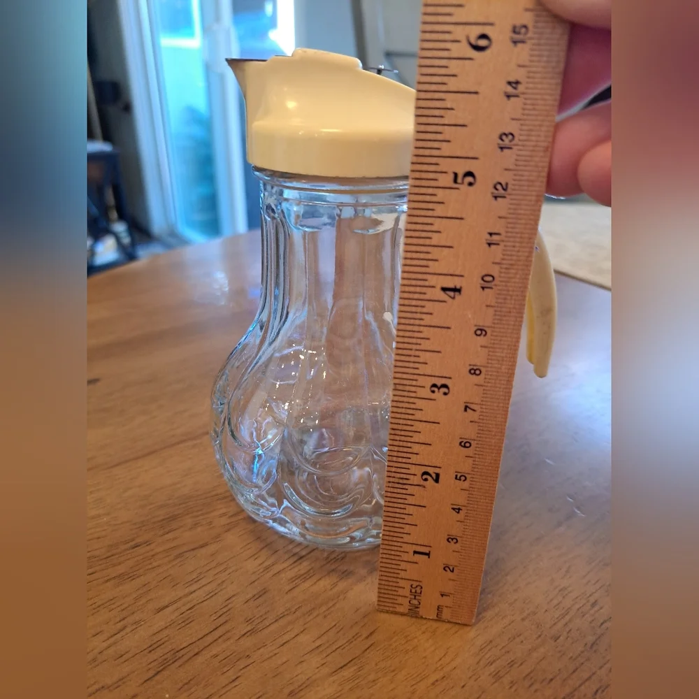 Vtg Yellow Metal Lid Glass Syrup Dispenser - Picture 4 of 6